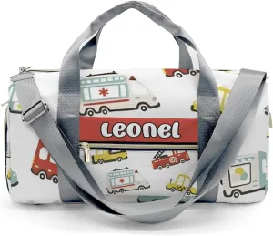 Personalized Gym Bag,Custom Name Beep Wroom Little Car Sport Duffel Bag Weekender Carry On Travel Duffel Bag