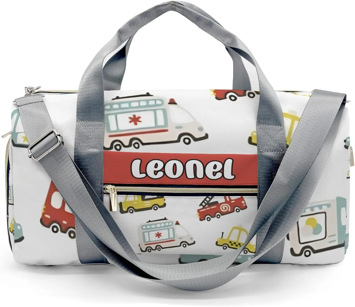 Personalized Gym Bag,Custom Name Beep Wroom Little Car Sport Duffel Bag Weekender Carry On Travel Duffel Bag