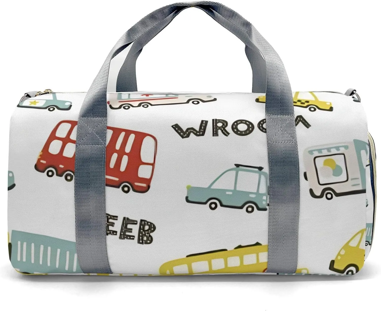 Personalized Gym Bag,Custom Name Beep Wroom Little Car Sport Duffel Bag Weekender Carry On Travel Duffel Bag