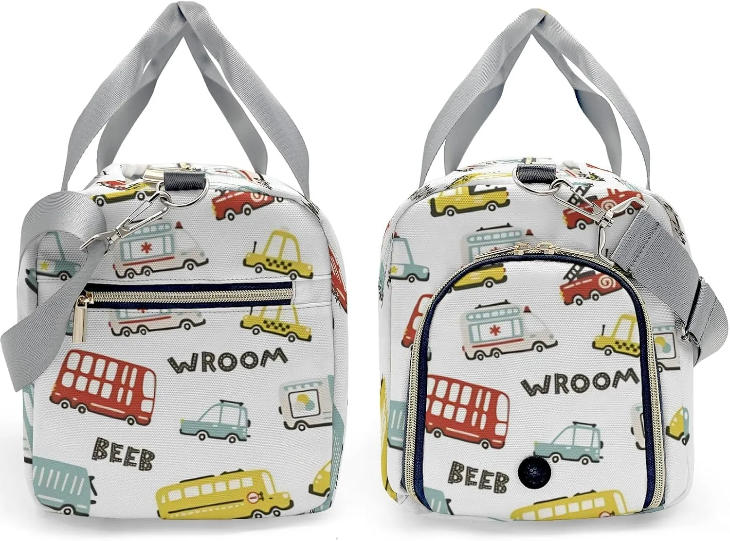 Personalized Gym Bag,Custom Name Beep Wroom Little Car Sport Duffel Bag Weekender Carry On Travel Duffel Bag