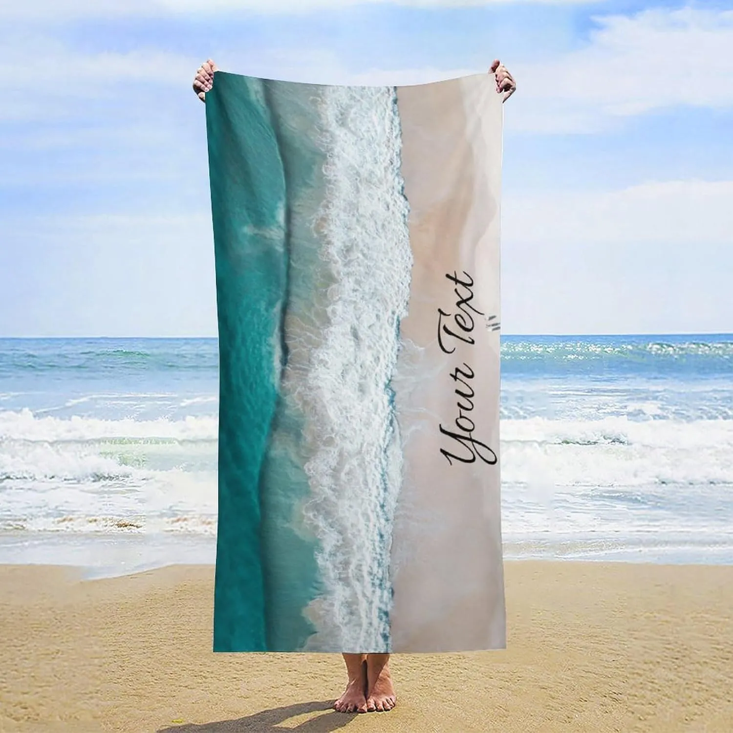 Personalized Oversized Beach Towel for Adults - Custom Name Large Beach Blanket Gift, Multipurpose Use as Picnic Mat, Kids Blanket, and Sunbathing Towel