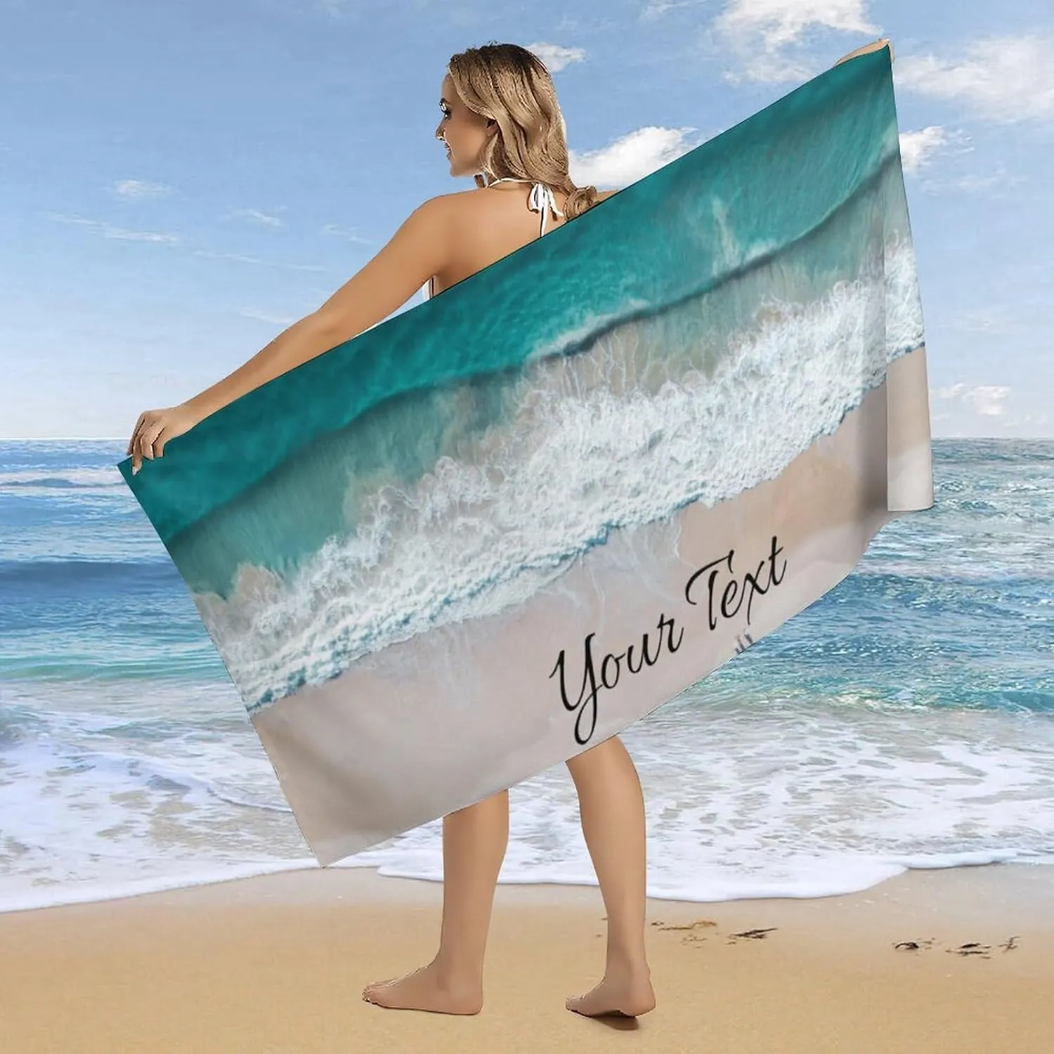 Personalized Oversized Beach Towel for Adults - Custom Name Large Beach Blanket Gift, Multipurpose Use as Picnic Mat, Kids Blanket, and Sunbathing Towel