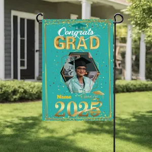 Personalized raduation arden Fla 2025 Conratulation rad Yard Sin Home Fla for raduation Party Ceremony(Dark reen)