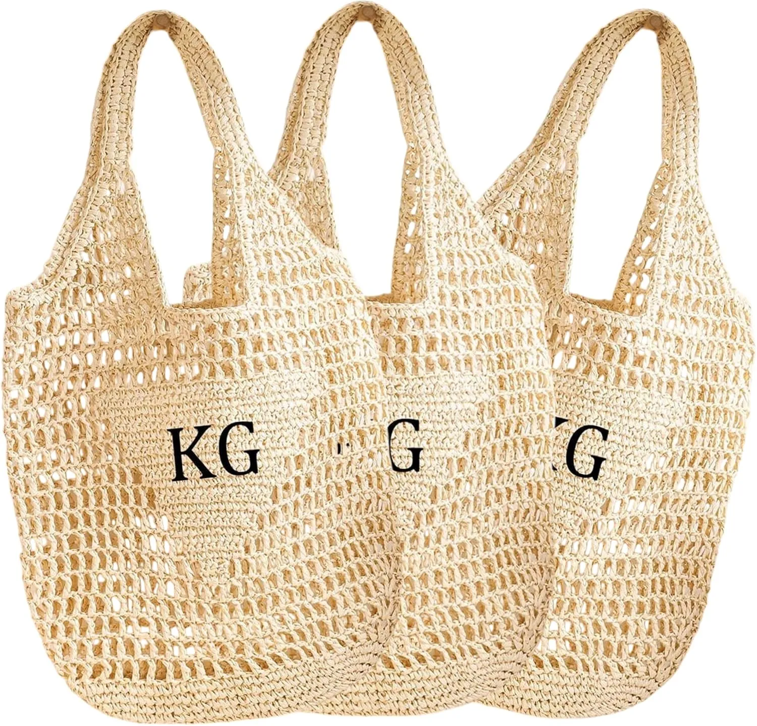 Personalized Straw Beach Bag – Large Handwoven Tote, Custom Name Summer Purse, Boho Shoulder Bag for Women, Travel Beach Tote, Bridesmaid & Bachelorette Gift