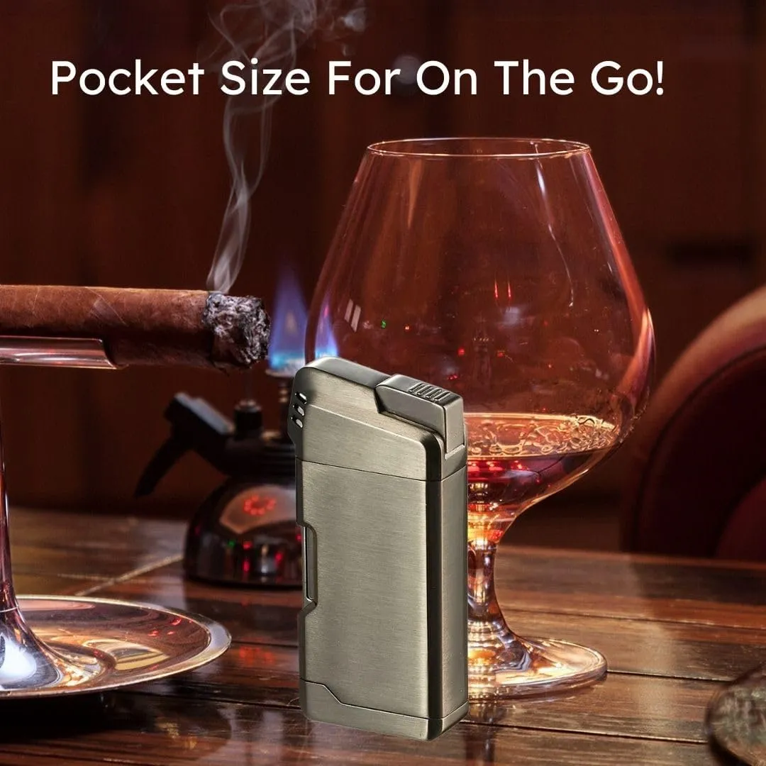 Personalized Visol Epirus Soft Flame Refillable Gas Lighter, Built-in Pipe Tools, Windproof Adjustable Flame Lighter with Free Engraving (Shipped Without Butane)