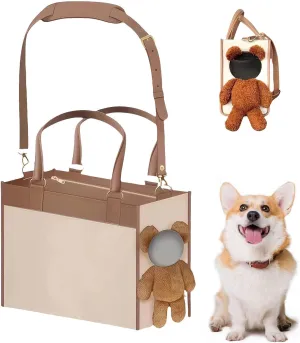 Pet Bag Carrier Small Dog Bag Carrier Fashionable PU Leather Dog Purse Convenient Pet Tote for Puppy Pet Handbag for Small Sized Dogs Cats for Going Out and Travel (Large)