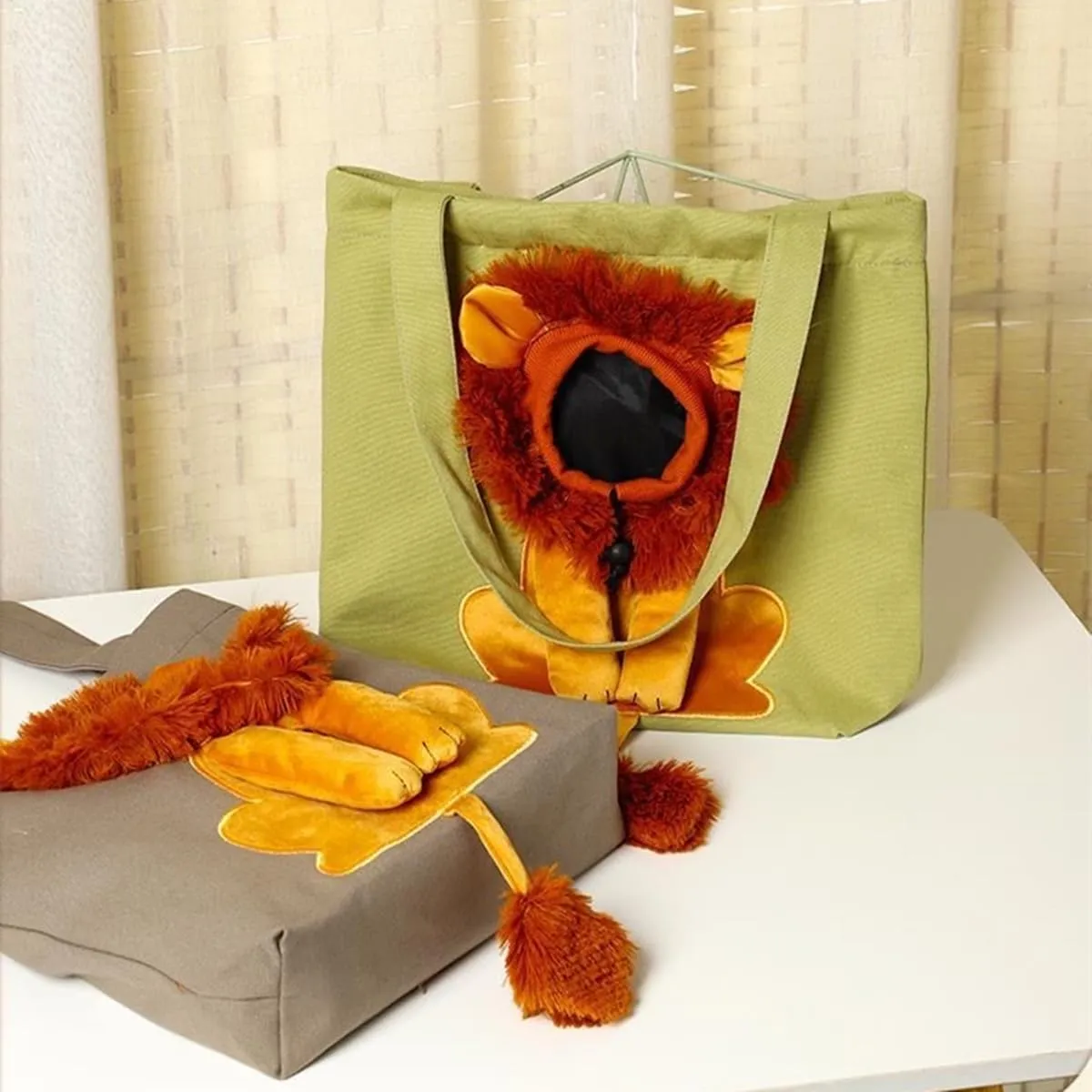 Pet Canvas Shoulder Bag Cat Carrier Portable Chest Cat Bag Outdoor Dog Tote Bag Travel Handbag for Small Cat Dog Animal Supplies (Green, Medium)