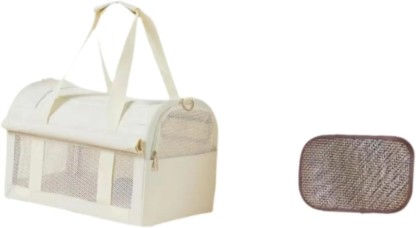 Pet Carrier Bag Multipurpose Crossbody Bag Mesh Handbag for Small Pets Outdoor Vacation, with Mat