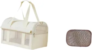 Pet Carrier Bag Multipurpose Crossbody Bag Mesh Handbag for Small Pets Outdoor Vacation, with Mat