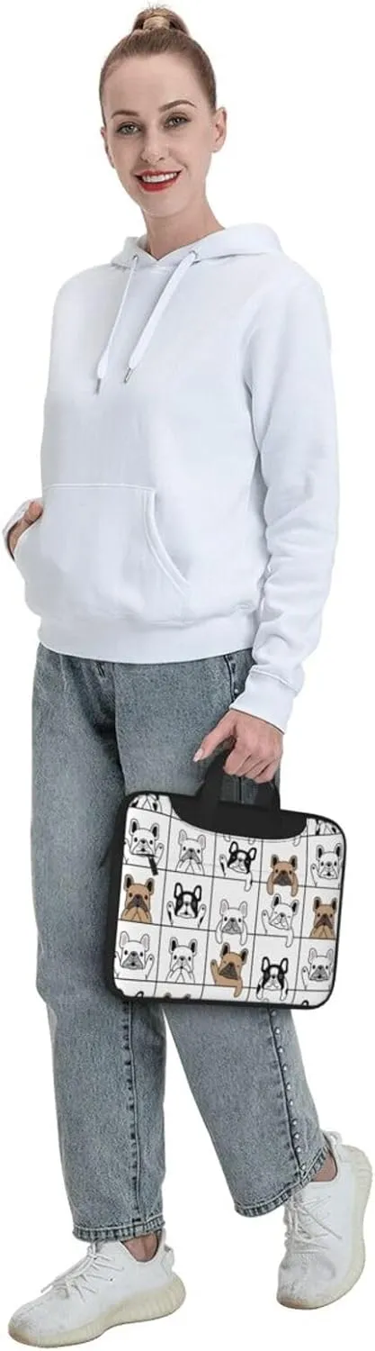 Pet French Bulldog Laptop Bag Classic Slim Briefcase Messenger Bag, Spacious, Ergonomic