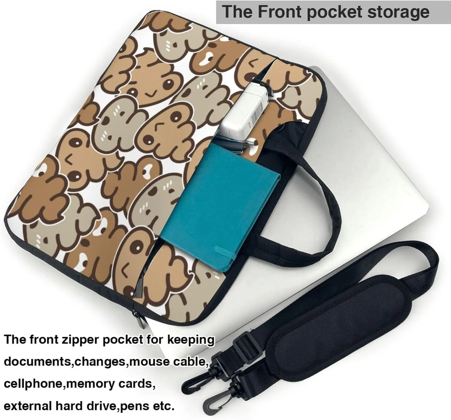 Pet French Bulldog Laptop Bag Classic Slim Briefcase Messenger Bag, Spacious, Ergonomic