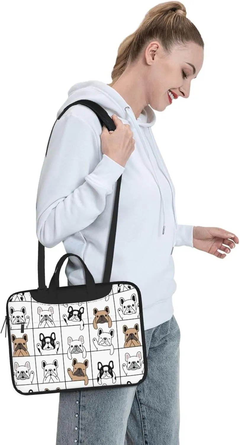 Pet French Bulldog Laptop Bag Classic Slim Briefcase Messenger Bag, Spacious, Ergonomic