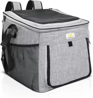 Pet Journey Expandable Dog & Cat Backpack Carrier – Breathable Mesh, Shoulder Bag for Small Pets up to 31 lbs – Motorcycle & Hiking Travel Backpack (Grey)