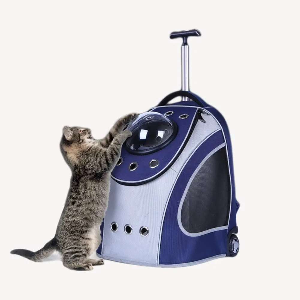 Pet Multi-Function Trolley Case Backpack Detachable Foldable Four-Wheel Travel Set Breathable and Comfortable