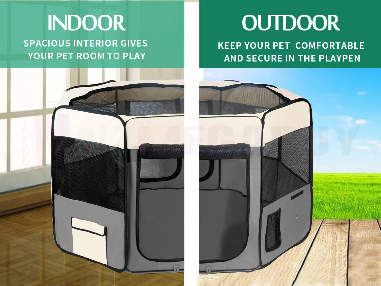 Pet Playpen Soft Crate Cage Portable Black 2XL * 150 x 150 x 98cm