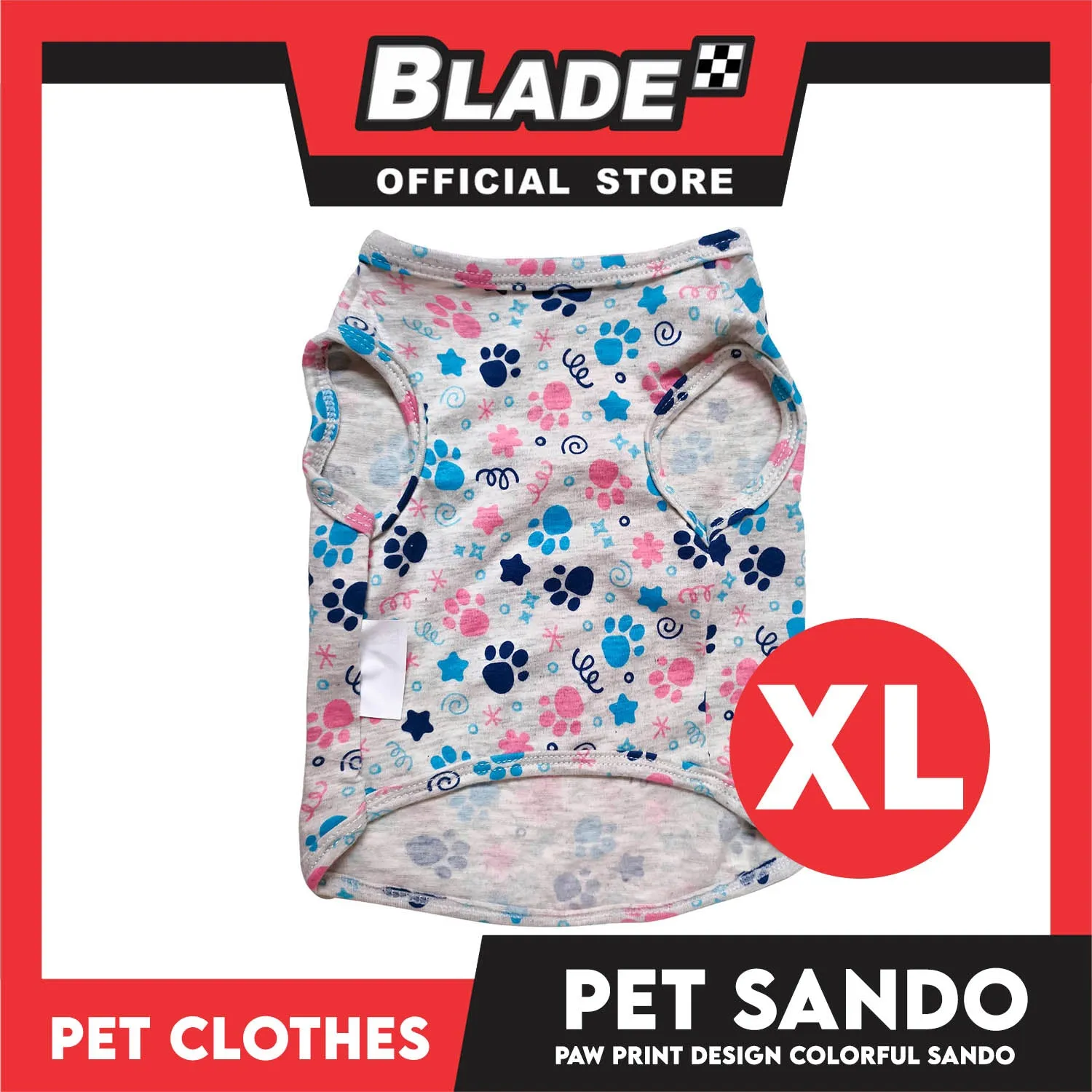 Pet Sando Paw Print Colorful Sando Pet Clothes (XL) Perfect Fit For Dogs And Cats DG-100XL