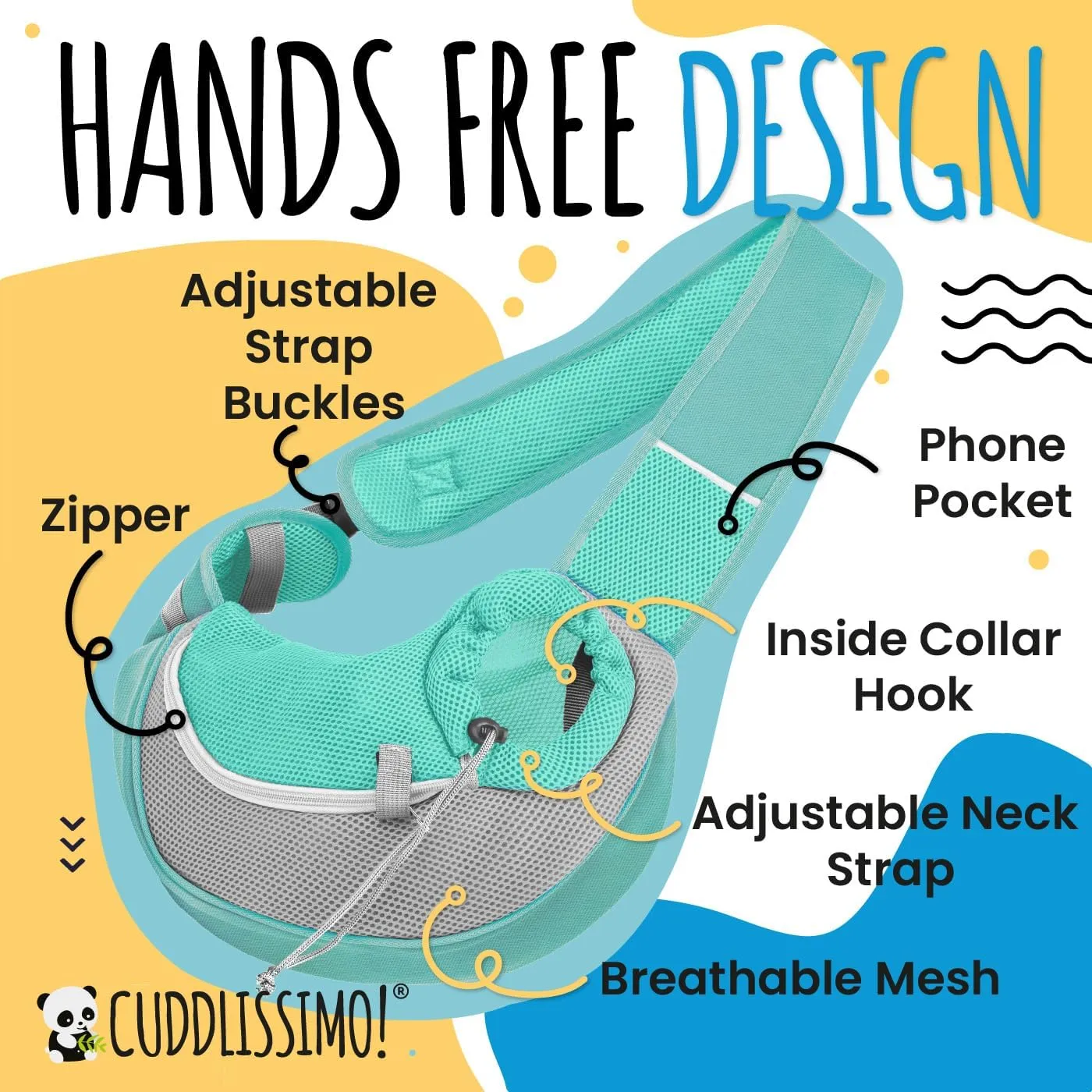Pet Sling Carrier - Small Dog Puppy Cat Carrying Bag Purse Pouch -For Pooch Doggy Doggie Yorkie Chihuahua Baby Papoose Bjorn -Travel Front Backpack Chest Body Holder Pack To Wear (Teal-L)