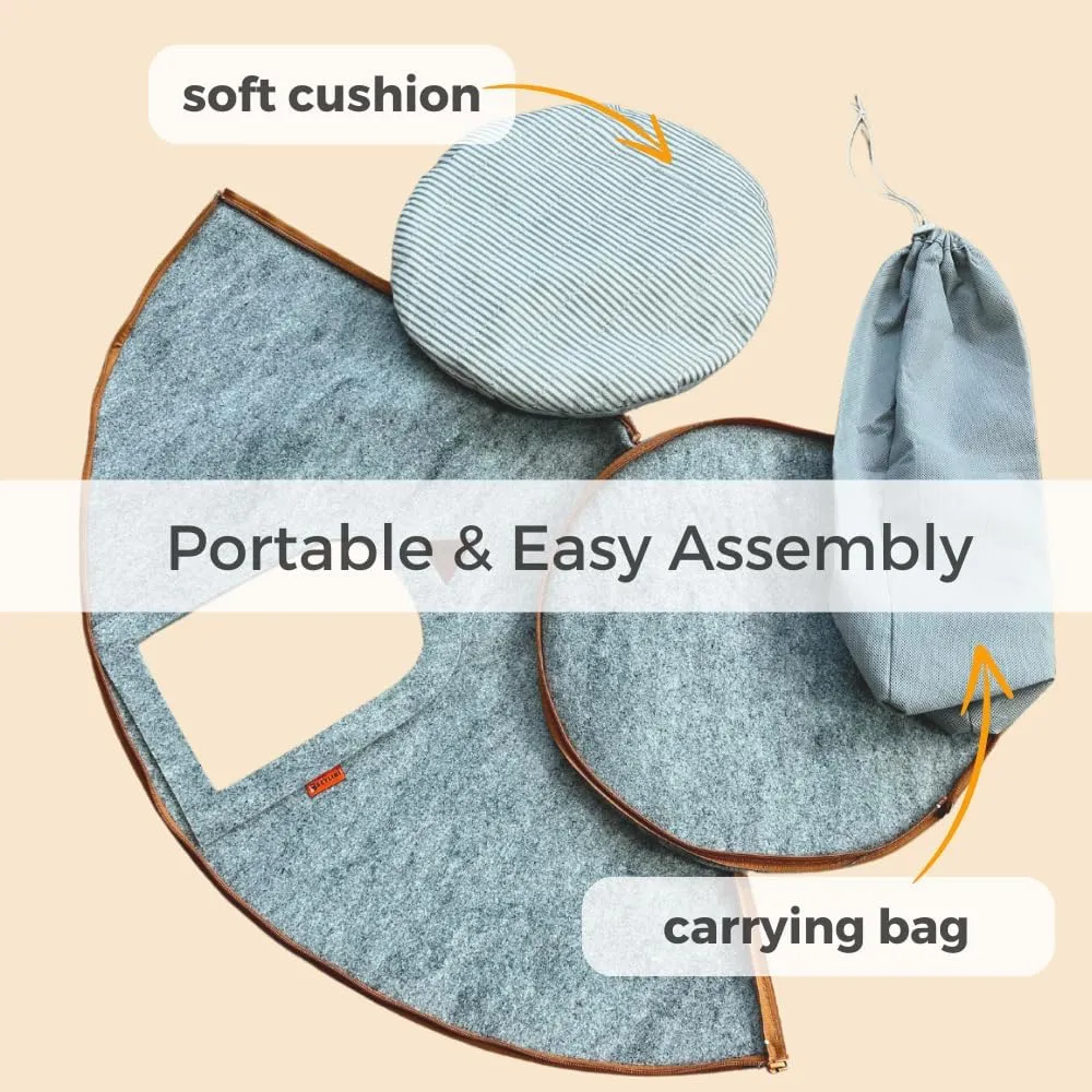 Pet Tent Cat Dog House Felt Cave Bed with Cushion&Bag Decorative Foldable Igloo Hut Teepee Small and Medium Suitable for Travel Warm in Winter Cool in Summer 16"x16"18" Grey (Gray, Small)