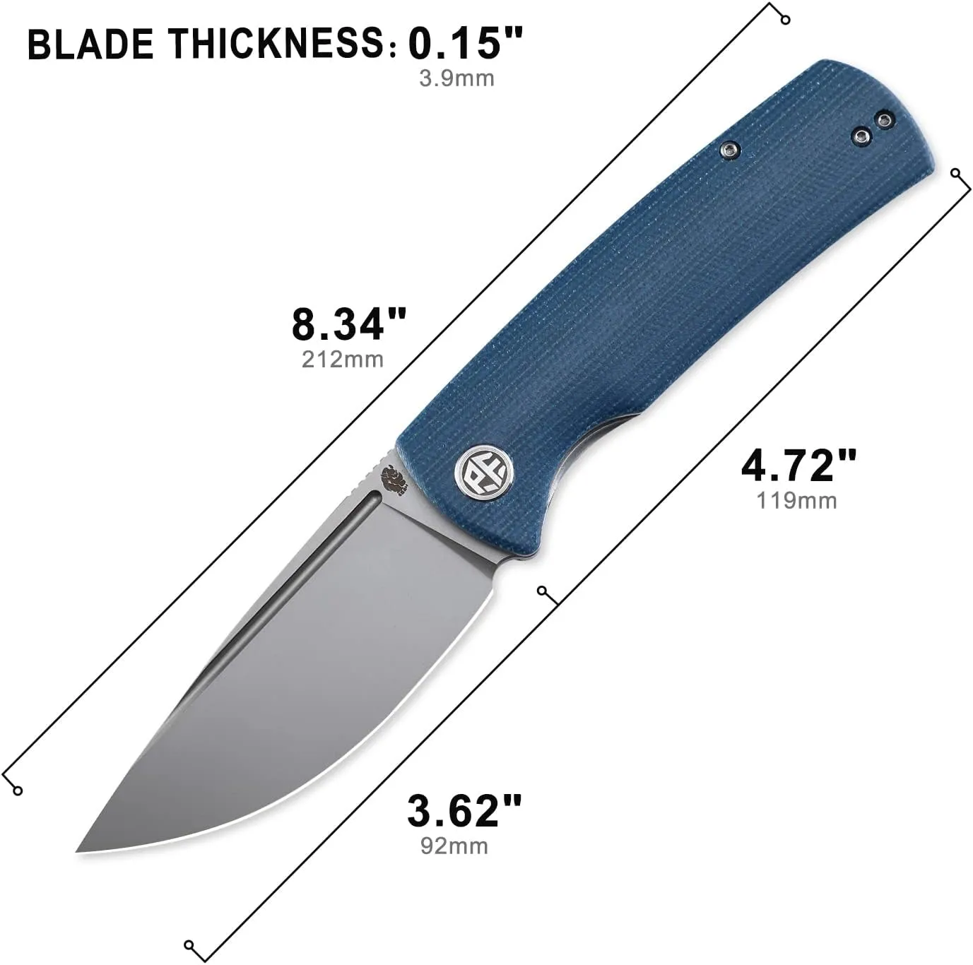 Petrified fish PFP01 k110 steel folding knife Micarta handle Front flipper outdoor Camping survival hunting EDC tool knives (Blue Micarta Sandblasting)