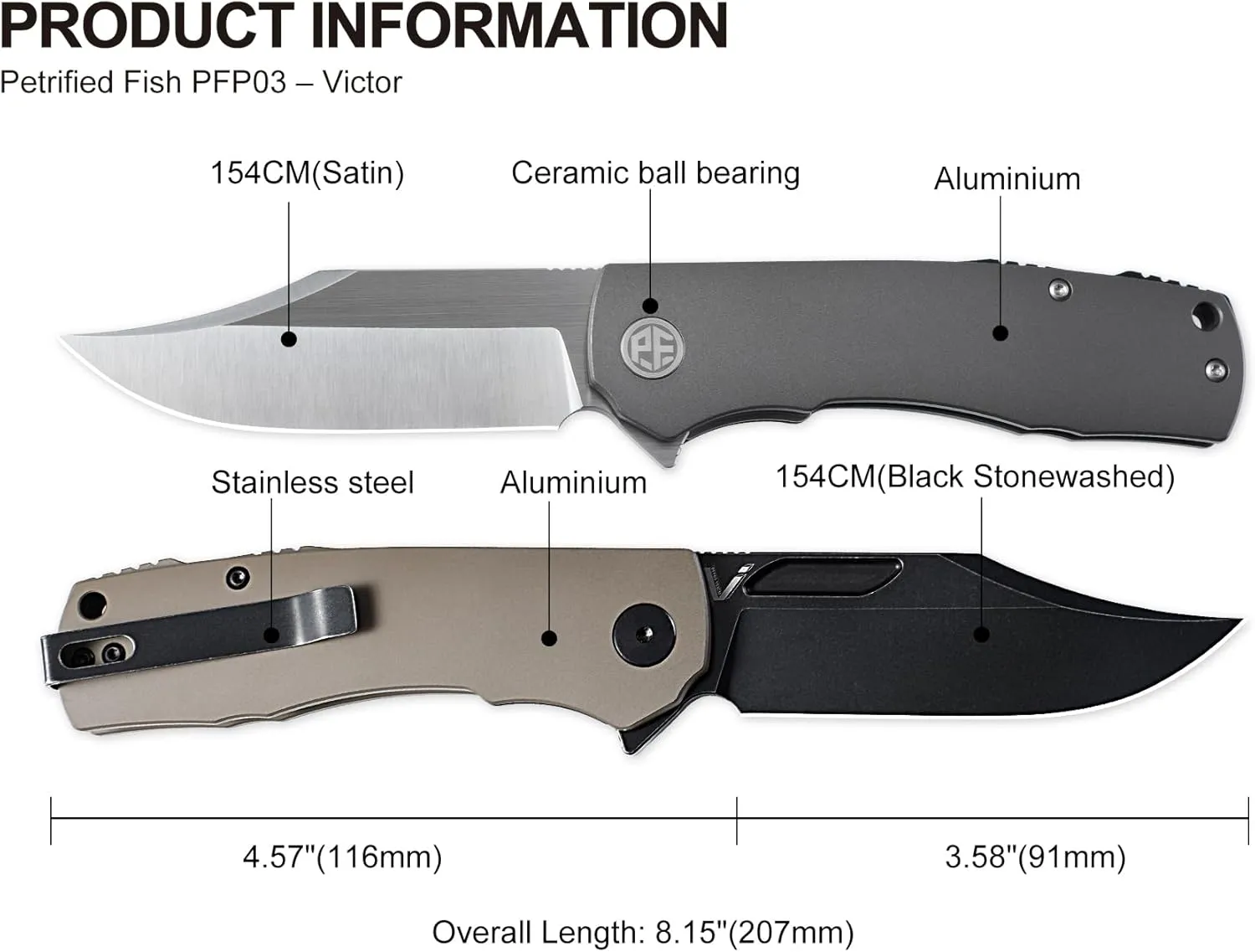 Petrified fish PFP03 Victor,3.58" K110 Satin Blade,140g Micarta Handel Flipper Liner lock Folding knife (Blue Satin)