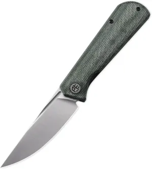 Petrified fish Pocket Knife PFP07 Viking, 3.62" K110 Satin Blade, 3.95oz Micarta Handle Front Flipper Liner lock Folding knife (Green Micarta & Satin)