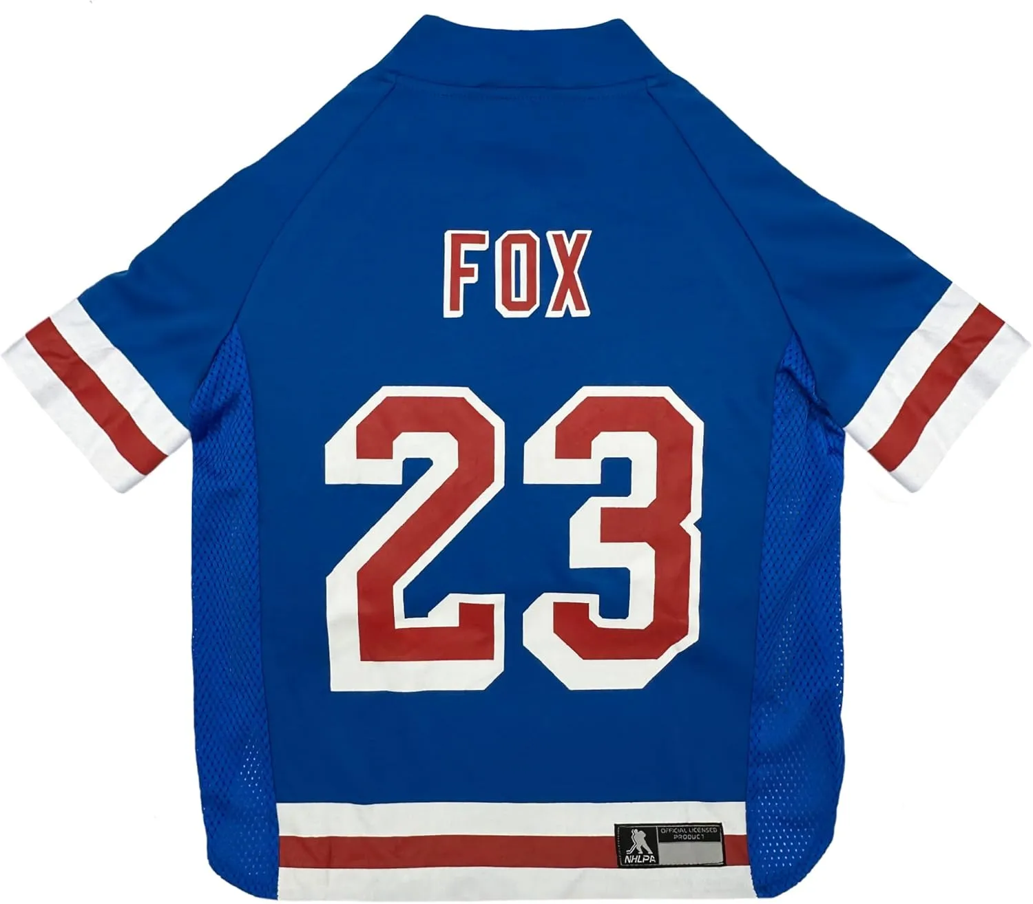 Pets First NHLPA Adam Fox Mesh Jersey for Dogs & Cats, New York Rangers Foxy-23 Dog Jersey, Size Small, Licensed Dog Jersey with Your Favorite Hockey Team Player