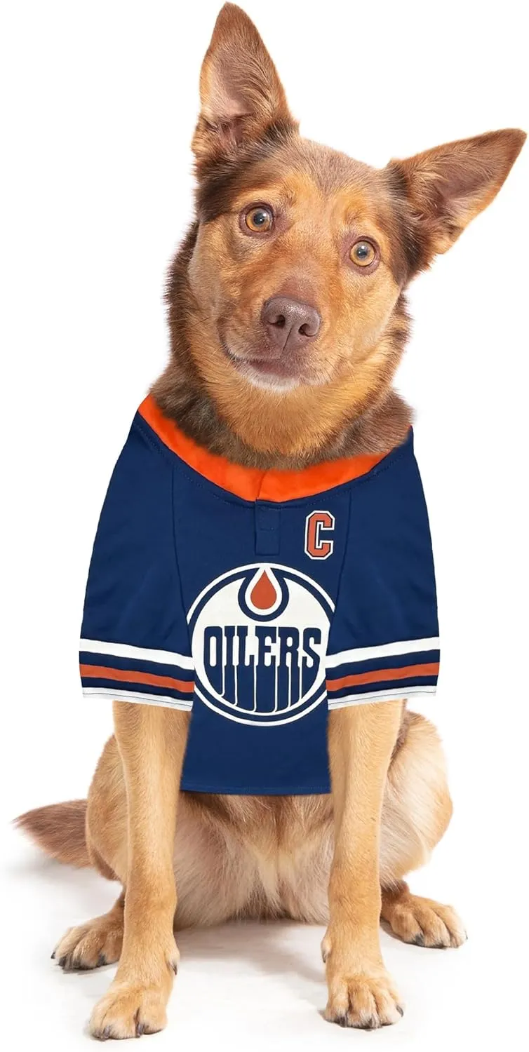 Pets First NHLPA Connor McDavid Mesh Jersey for Dogs & Cats, Edmonton Oilers McJesus-97 Dog Jersey, Size X-Large, Licensed Dog Jersey with Your Favorite Hockey Team Player