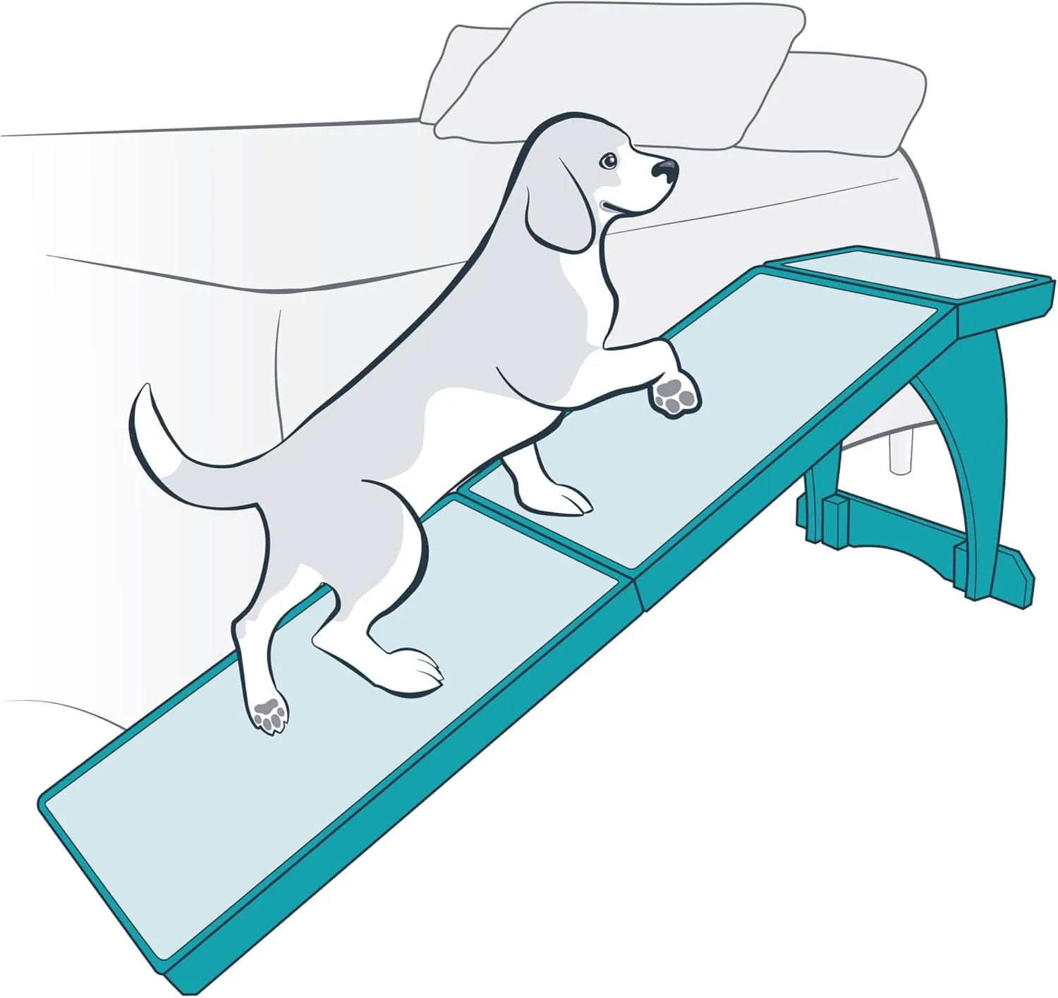 PetSafe CozyUp Wooden Bed Ramp for Cats & Dogs, Furniture-Grade with High-Traction Carpet Surface, White