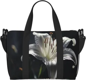 Phayah Flowering Lily Travel Duffel Bag Handbag Carry-On Luggage Bag Overnight Foldable Unisex Airline Travel Personal Items Bag