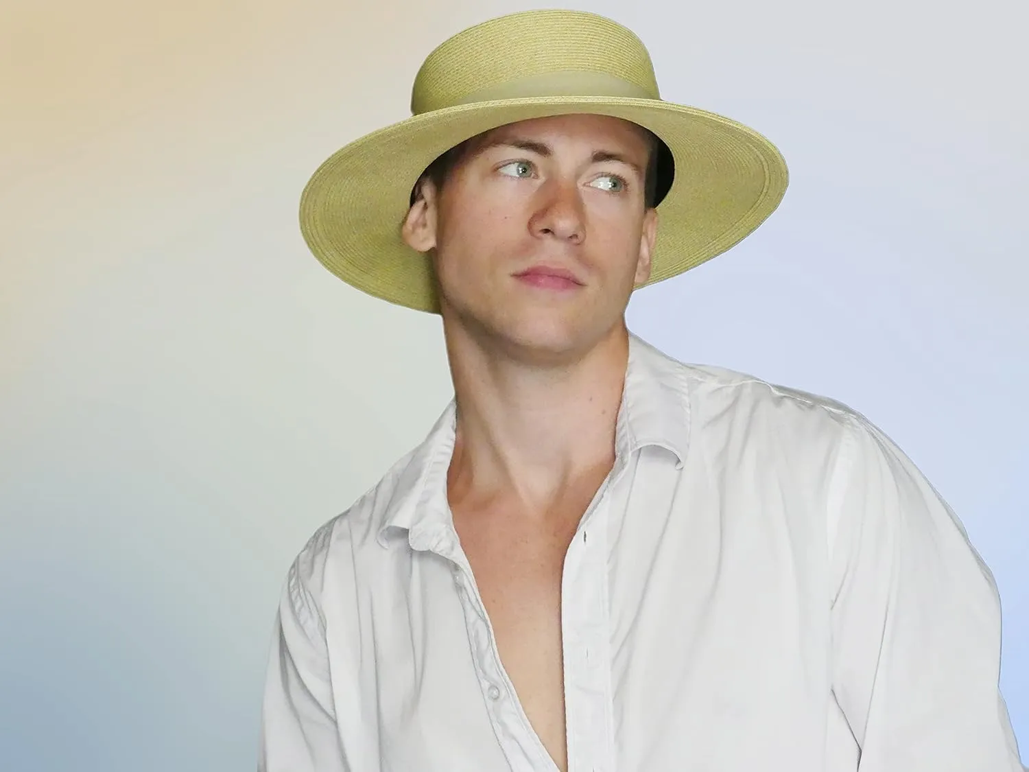 Pineapple&Star Deor Boater Straw Sun Hat Beach Fine Braid UPF50  for Women Men