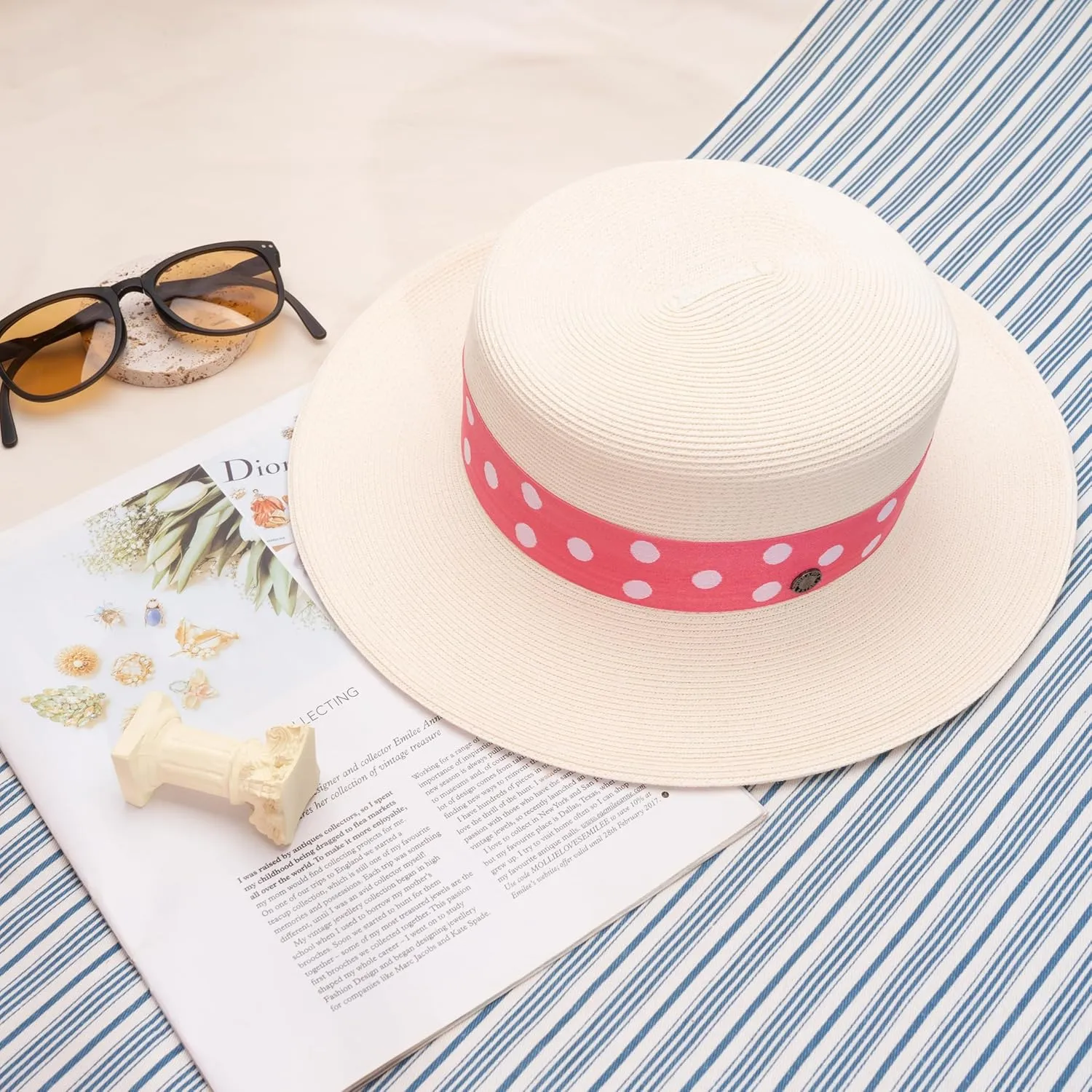 Pineapple&Star Deor Boater Straw Sun Hat Beach Fine Braid UPF50  for Women Men