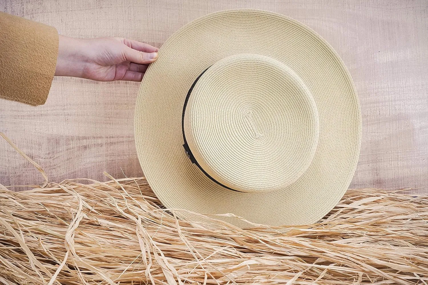 Pineapple&Star Deor Boater Straw Sun Hat Beach Fine Braid UPF50  for Women Men