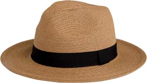 Pineapple&Star Sun Straw Fedora Beach Hat Fine Braid UPF50  for Unisex
