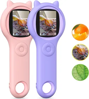 Pink and Purple Microscope for Kids-200X Portable Digital Mini Microscope- Your Little Scientist Miniscope - STEM Toy for Age 3 4 5 6 7 8 9 10 11 12 Years Old Toddlers.