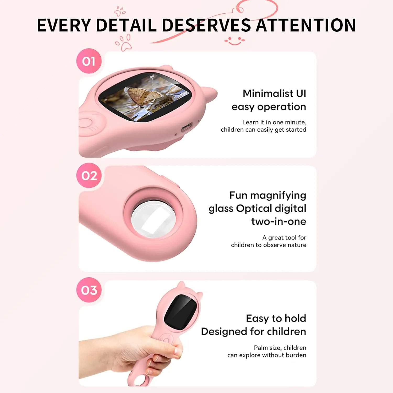 Pink and Purple Microscope for Kids-200X Portable Digital Mini Microscope- Your Little Scientist Miniscope - STEM Toy for Age 3 4 5 6 7 8 9 10 11 12 Years Old Toddlers.