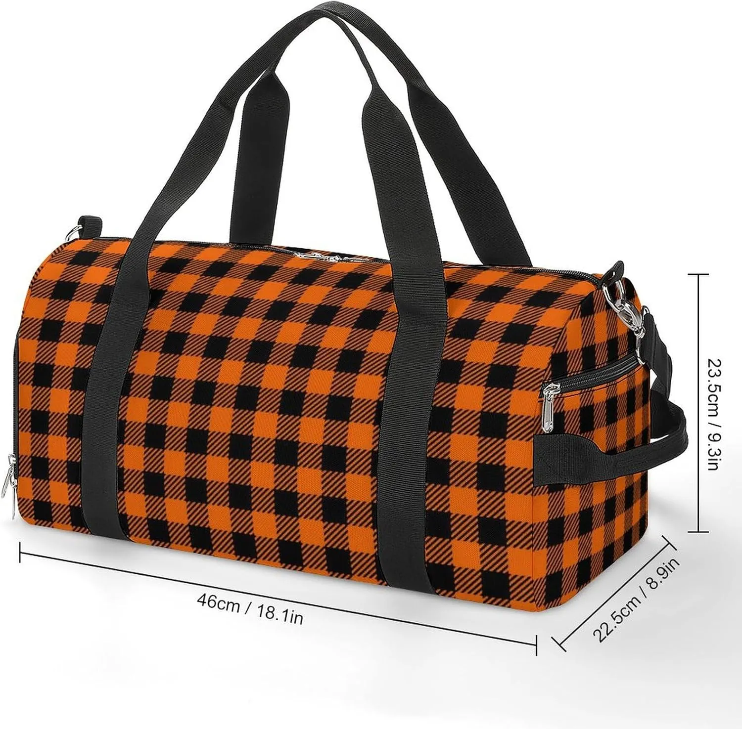 Pink Black Gray Argyle Portable Large Capacity Fully Printed Fitness Bag Unisex