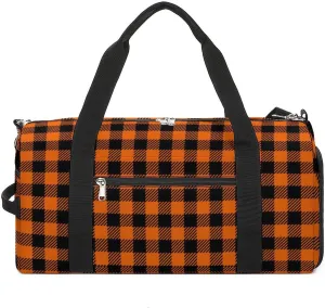 Pink Black Gray Argyle Portable Large Capacity Fully Printed Fitness Bag Unisex