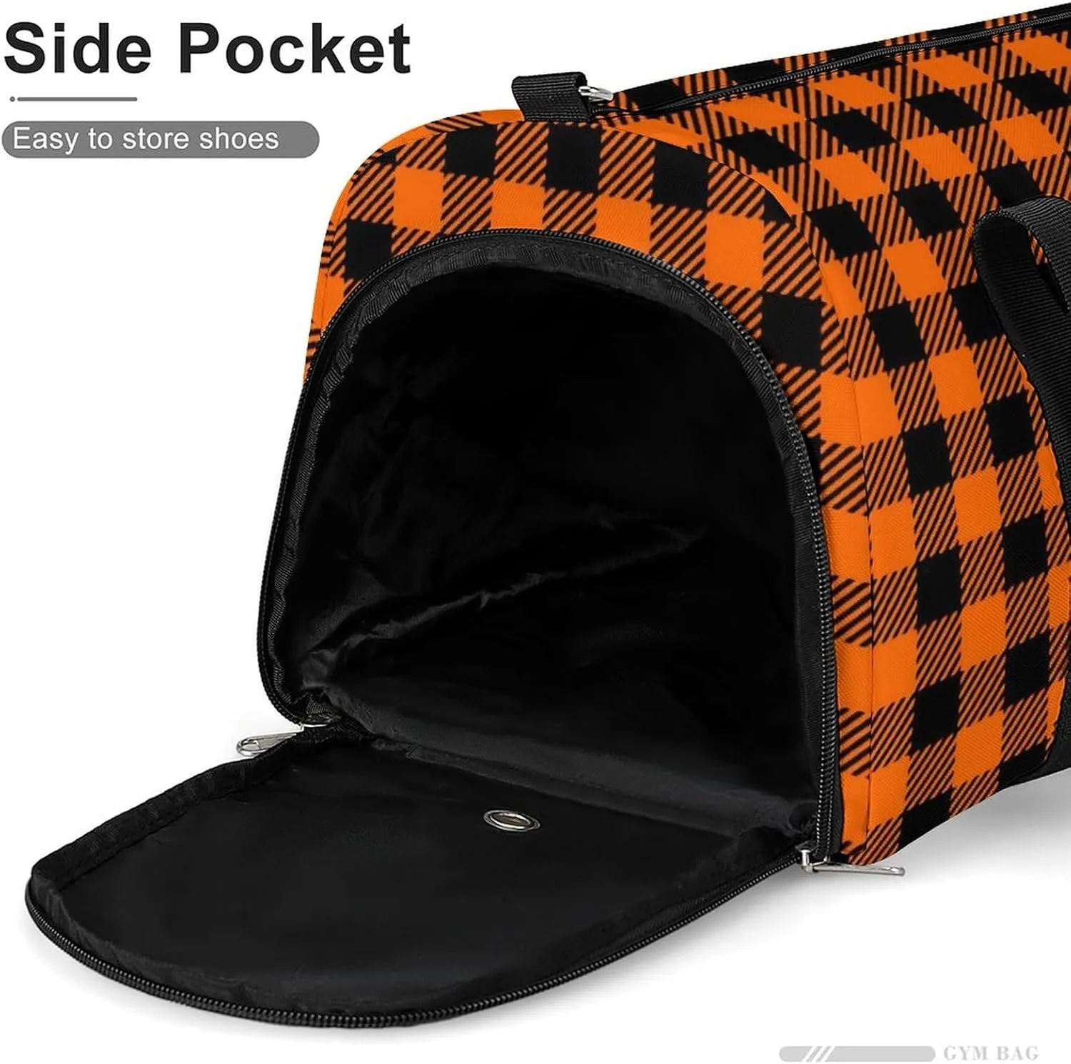 Pink Black Gray Argyle Portable Large Capacity Fully Printed Fitness Bag Unisex