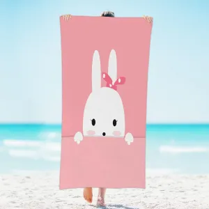 Pink Bunny Oversized 31x61 100% Microfibre Beach Towel,Quick Dry Sand Free Lightweight Large Oversized Beach Towel for Bath,Beach,Pool,SPA,Gym,