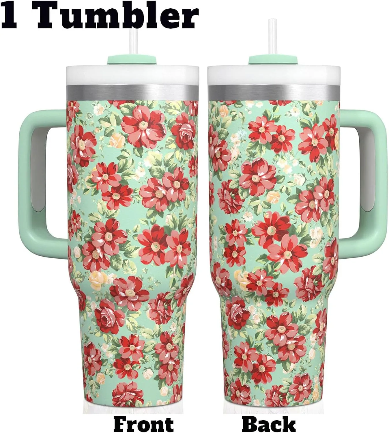 Pioneer Woman Tumbler with Handle and Lid,30oz Boho Floral Pioneer Woman Double Wall Vacuum Insulated Tumbler,Pioneer Woman Cups Gift for Women (Only One Cup)