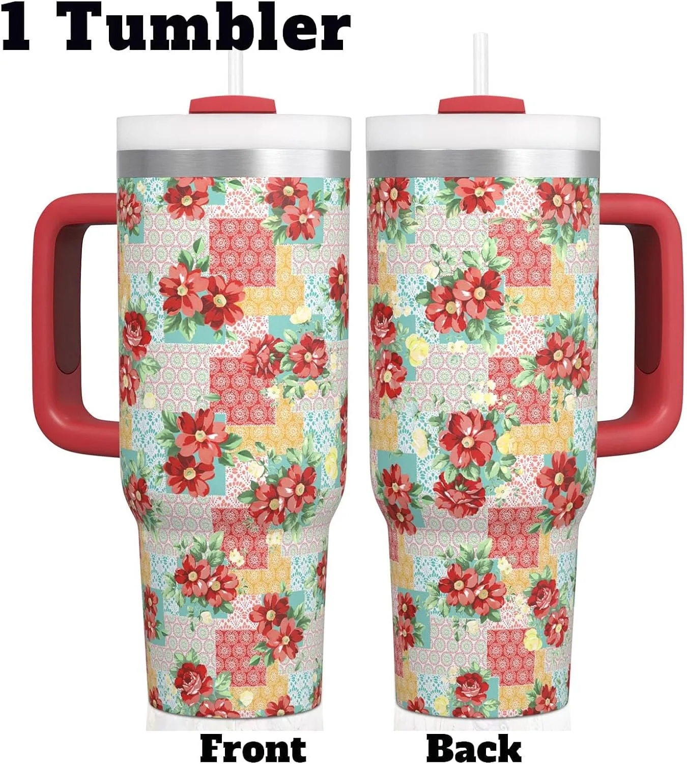 Pioneer Woman Tumbler with Handle and Lid,30oz Boho Floral Pioneer Woman Double Wall Vacuum Insulated Tumbler,Pioneer Woman Cups Gift for Women (Only One Cup)
