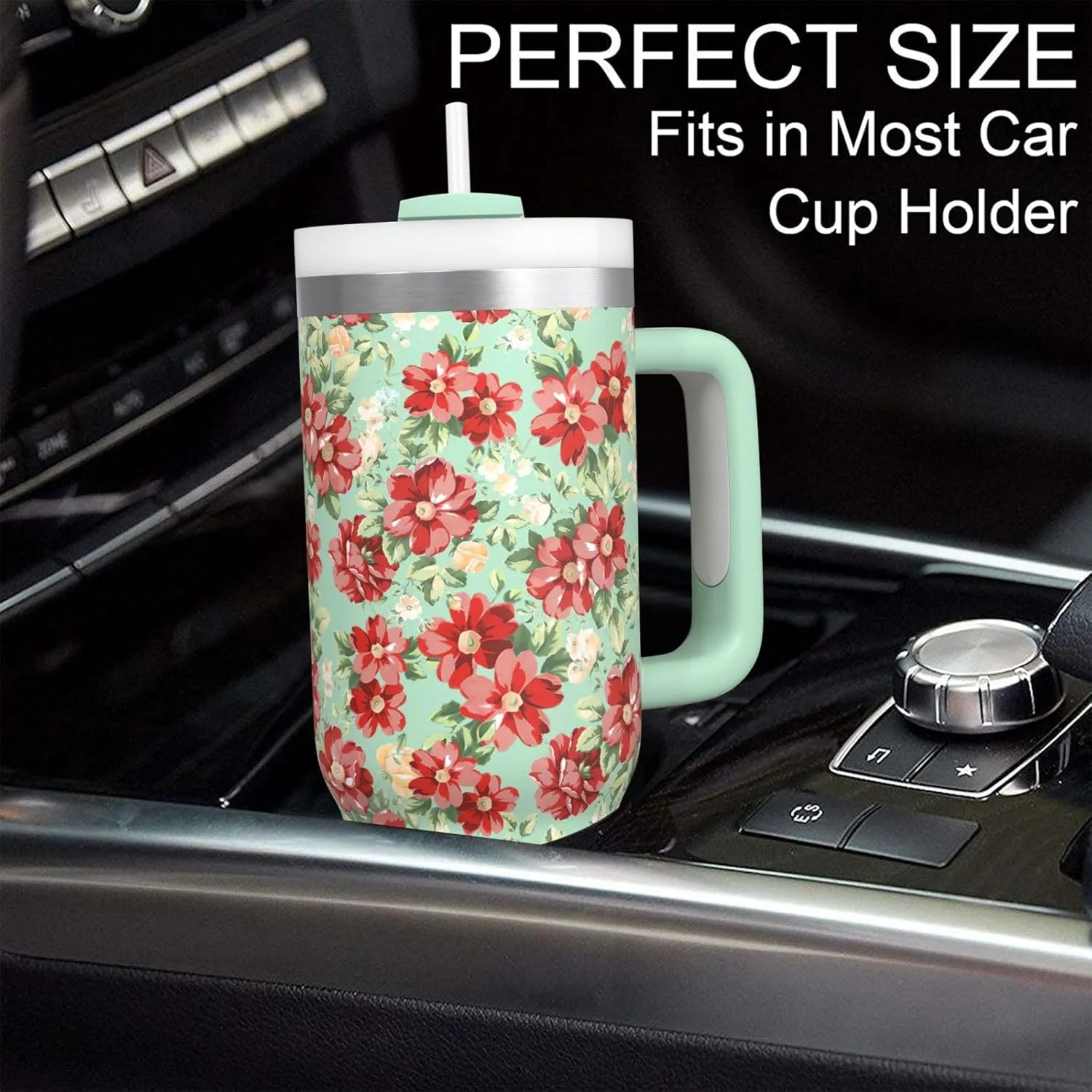 Pioneer Woman Tumbler with Handle and Lid,30oz Boho Floral Pioneer Woman Double Wall Vacuum Insulated Tumbler,Pioneer Woman Cups Gift for Women (Only One Cup)
