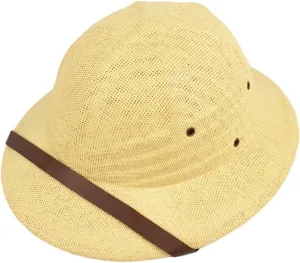Pith Straw Helmet for Men Women Pith Helmet Hat Summer Beach Hat Uv Protection Jungle Miners Cap for Fishsing Walking Hiking