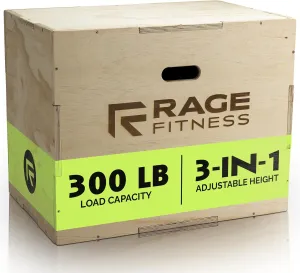 Plyo Cube, Wooden Plyo Box, 3 in 1 Plyo Jump Box, Jump Training Equipment, Workout Step Platform, Fitness Block for Home and Gym, 20’’ 24’’ 30’’