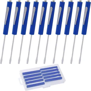 Pocket Screwdriver with Magnet 10PCS Mini Magnetic Pocket Flathead Screwdriver with Clips –Slotted Screwdriver Set for Automotive Technicians, Mechanicians, Electricians – Blue