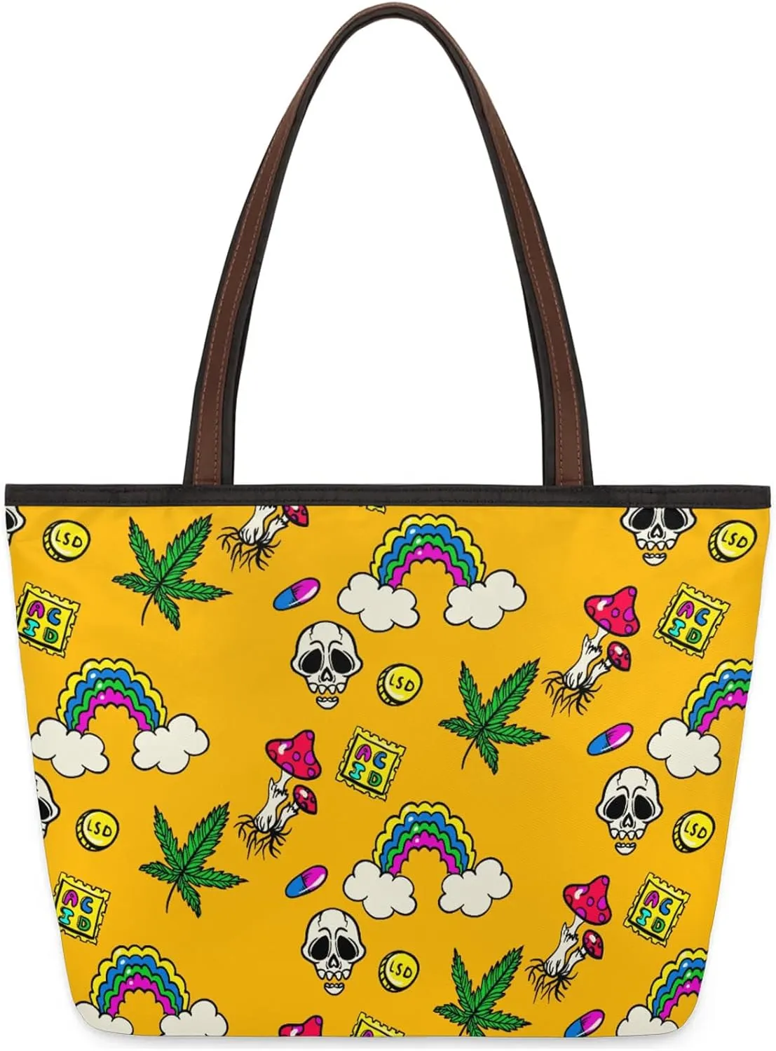 Poisonous Mushroom Skull Tote Bag for Women Womens Handbags Tote Bag for Work Shopping Travel Beach