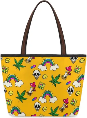 Poisonous Mushroom Skull Tote Bag for Women Womens Handbags Tote Bag for Work Shopping Travel Beach