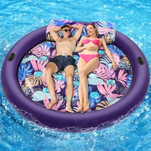 Pool Floats Adult Heavy Duty, OKSUWATER 73" x 73" Inflatable Pool Float Size with Removable Pillow & Grad Handles, Cooling Floaties Bed for Summertime Pool, Water, Lake, Beach, Outdoor Summer Party