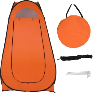 Pop Up Shower Tent - Privacy Shelter for Camping, Beach & Hiking, 6.2ft Portable Changing Room & Toilet Tent with Carry Bag, Water-Resistant & UV Protection for Outdoor Activities, Orange
