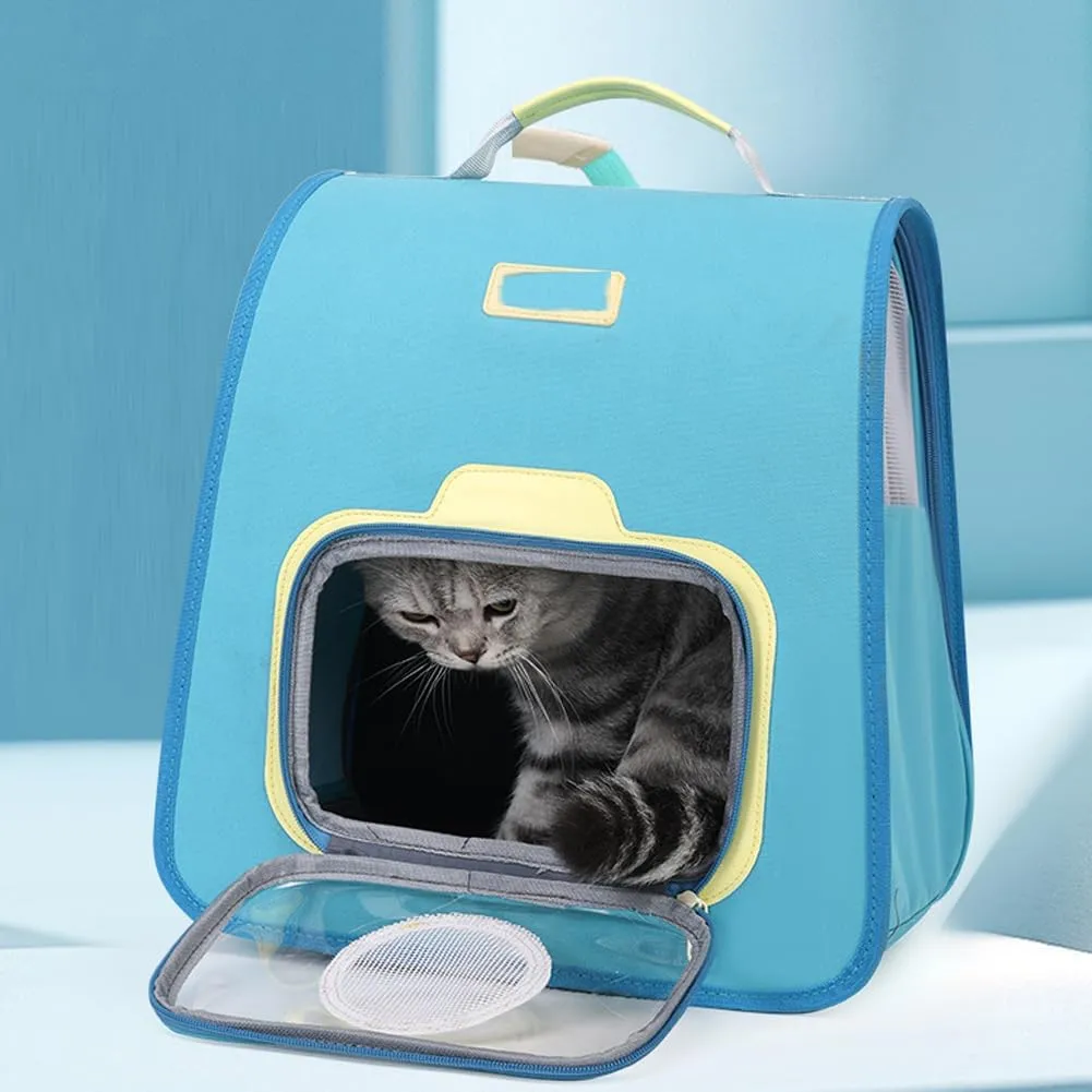 Portable cat pet Backpack for Outdoor Activities Dog Handbag (Blue)